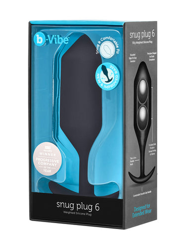 b-Vibe Snug Plug 6 XXXL Weighted Silicone Butt Plug Black