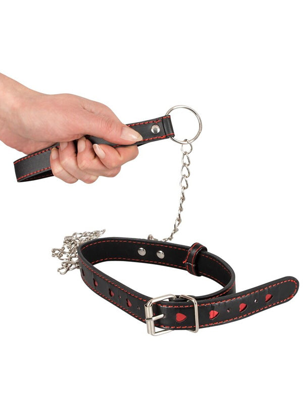 Choker și Lesă Bad Kitty Black Heart