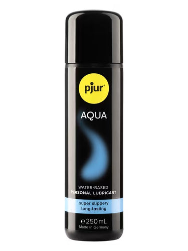Bottle of pjur Aqua personal lubricant on a white background