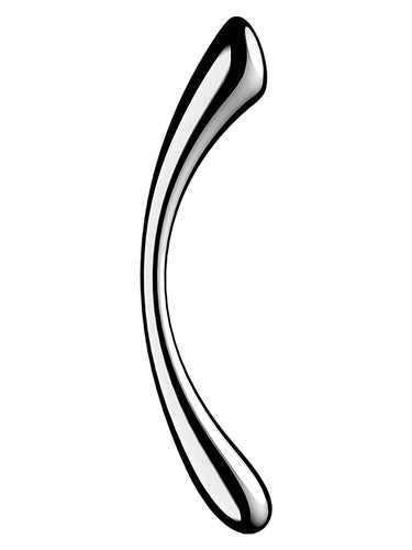 Satisfyer Cosmic Crest 1 stainless steel dildo on a white background