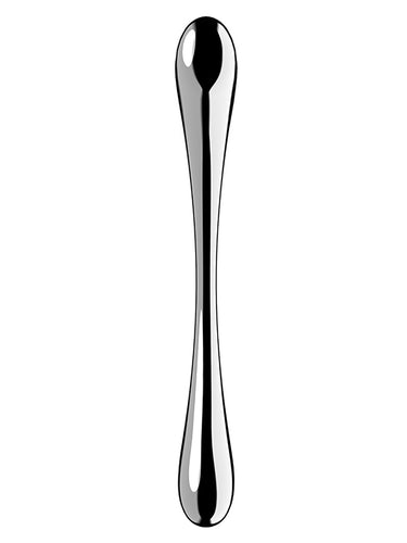 Satisfyer Cosmic Crest 1 stainless steel dildo on a white background