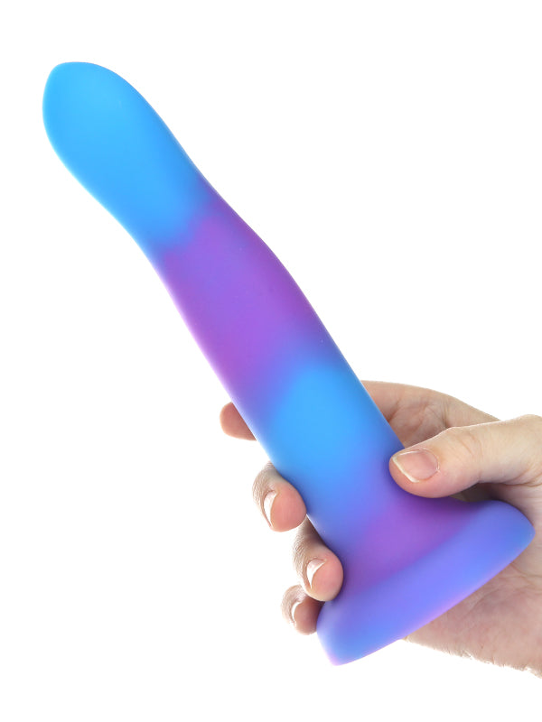 Addiction Rave Glow In The Dark Silicone Dildo 20.32 cm Blue Purple