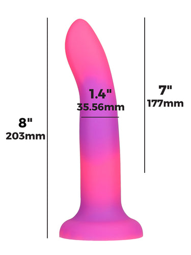Addiction Rave Glow In The Dark Silicone Dildo 20.32 cm Pink Purple