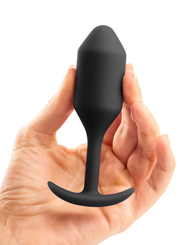 b-Vibe Snug Plug 2 Medium Weighted Silicone Butt Plug Black
