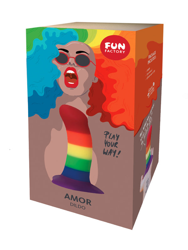 Fun Factory Amor Limited Pride Edition Rainbow Silicone Dildo 14.6 cm