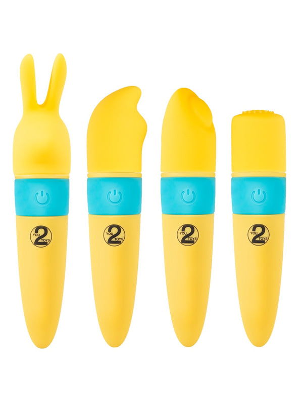 Mini Vibrator cu 4 Atașamente din Silicon You2Toys Pocket Power