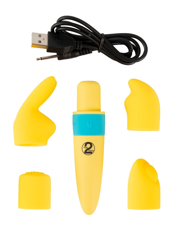 Mini Vibrator cu 4 Atașamente din Silicon You2Toys Pocket Power