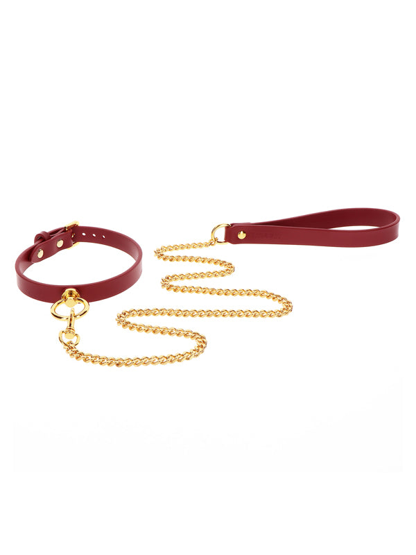 Choker și Lesă Taboom Bondage Red Faux Leather