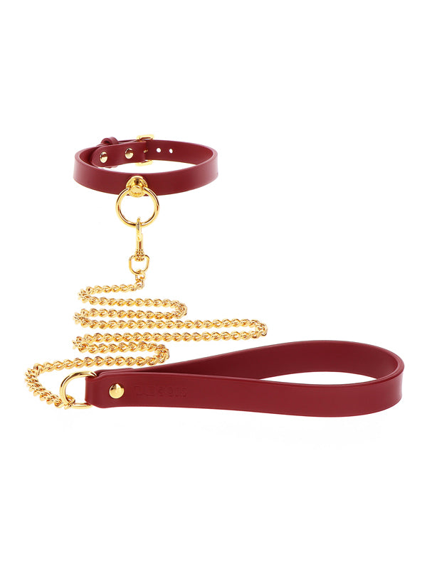Choker și Lesă Taboom Bondage Red Faux Leather