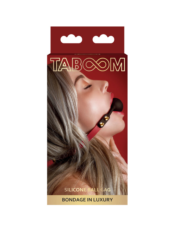 Căluș cu Bilă din Silicon Taboom Bondage Red Faux Leather
