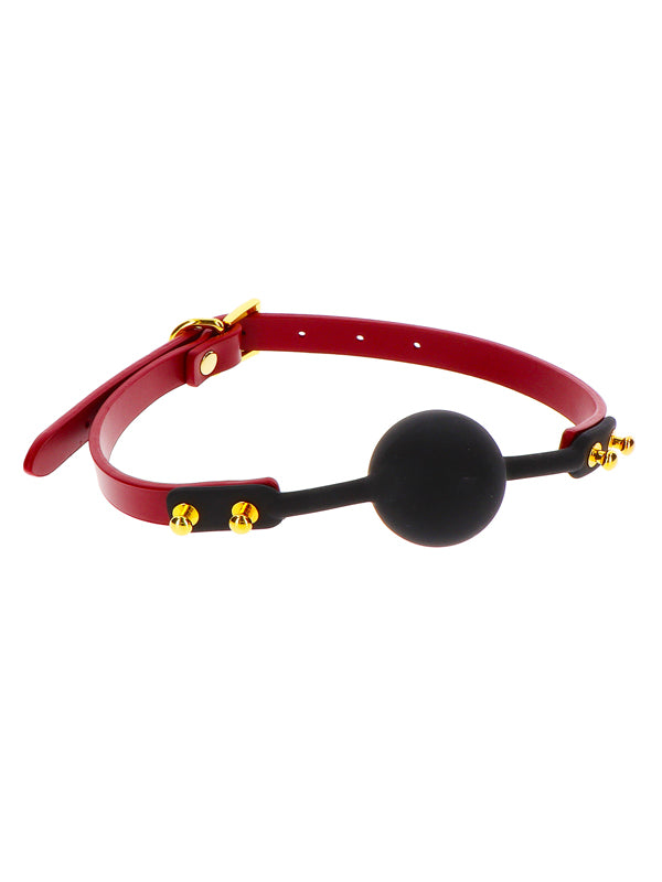 Căluș cu Bilă din Silicon Taboom Bondage Red Faux Leather