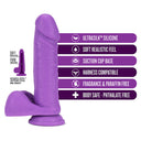 Blush Neo Elite 8 Inch Silicone Dual Density Dildo with Balls Neon Purple 20.3 cm