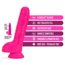 Blush Neo Elite 9 Inch Silicone Dual Density Dildo with Balls Neon Pink 22.8 cm