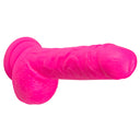 Blush Neo Elite 9 Inch Silicone Dual Density Dildo with Balls Neon Pink 22.8 cm