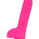 Blush Neo Elite 9 Inch Silicone Dual Density Dildo with Balls Neon Pink 22.8 cm