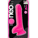 Blush Neo Elite 9 Inch Silicone Dual Density Dildo with Balls Neon Pink 22.8 cm