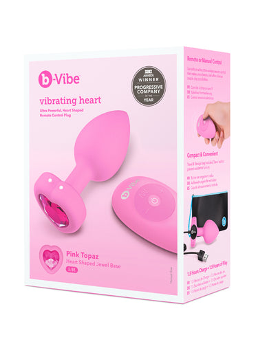 b-Vibe Vibrating Pink Heart Butt Plug – S/M