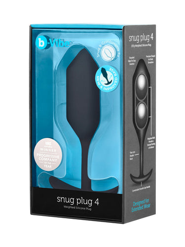 b-Vibe Snug Plug 4 Extra-Large Weighted Silicone Butt Plug Black