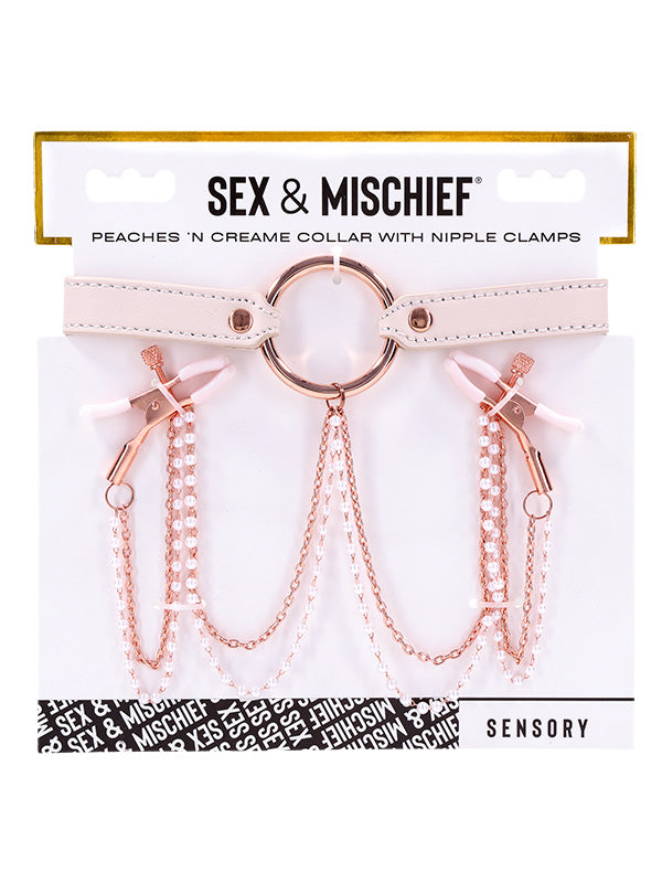 Sportsheets Peaches 'n CreaMe Collar With Nipple Clamps