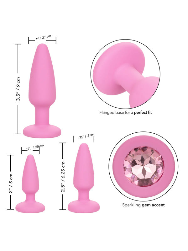 Set de 3 Dopuri Anale din Silicon CalExotics Crystal Booty