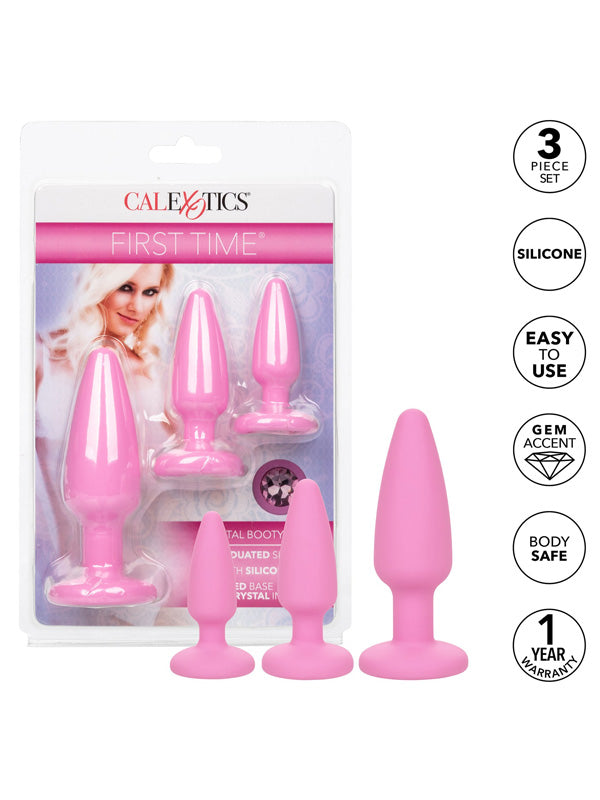 Set de 3 Dopuri Anale din Silicon CalExotics Crystal Booty