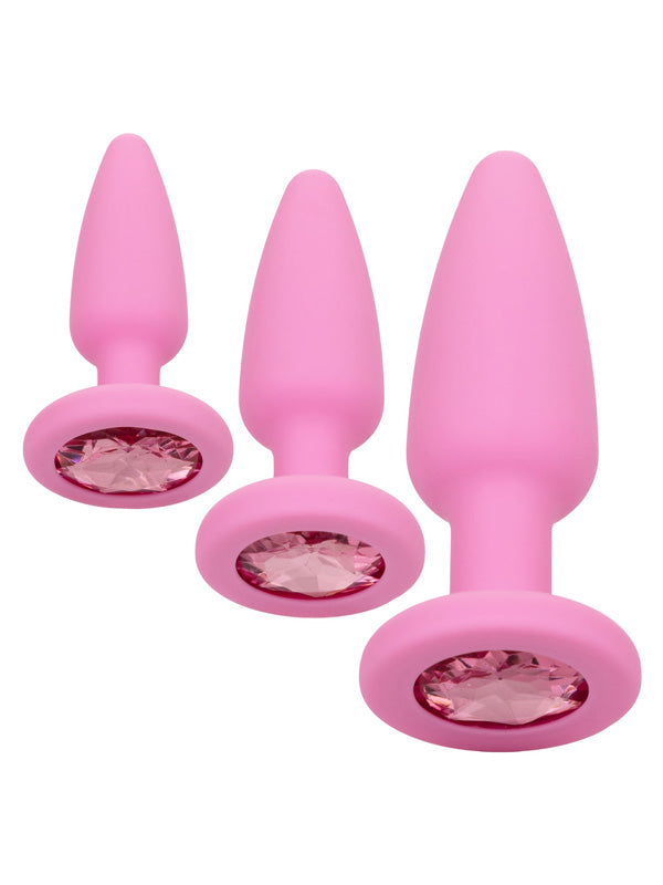 CalExotics Crystal Booty 3-Piece Butt Plug Set Pink