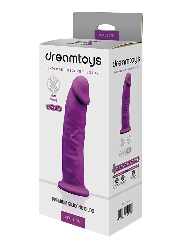 Dream Toys Real Love Dual Density Silicone Dildo Purple 19 cm