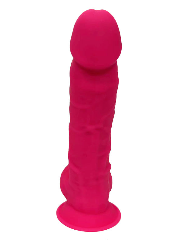 Dream Toys Real Love Dual Density Silicone Dildo with Balls Fuchsia 17.7 cm