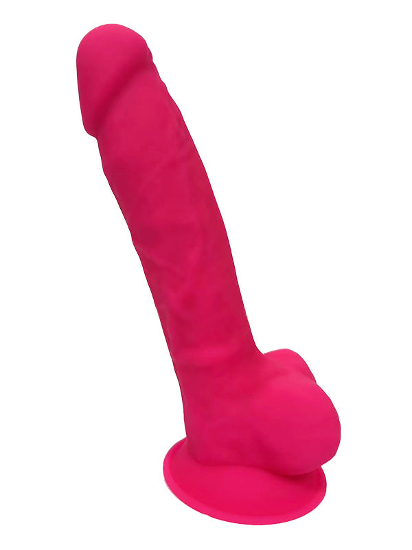 Dream Toys Real Love Dual Density Silicone Dildo with Balls Fuchsia 17.7 cm