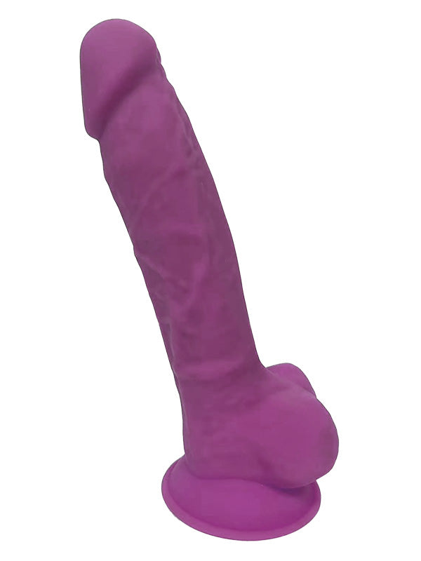 Dream Toys Real Love Dual Density Silicone Dildo with Balls Purple 17.7 cm