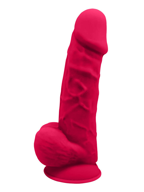 Dream Toys Real Love Dual Density Silicone Dildo with Balls Fuchsia 21.6 cm