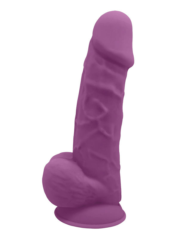 Dream Toys Real Love Dual Density Silicone Dildo with Balls Purple 21.6 cm