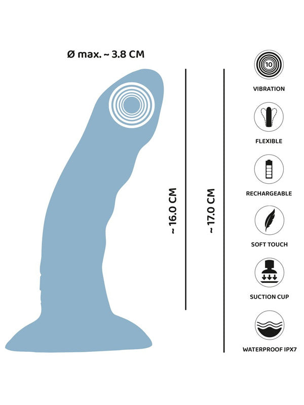 Dildo Vibrator din Silicon You2Toys Heart Guy Blue 17 cm