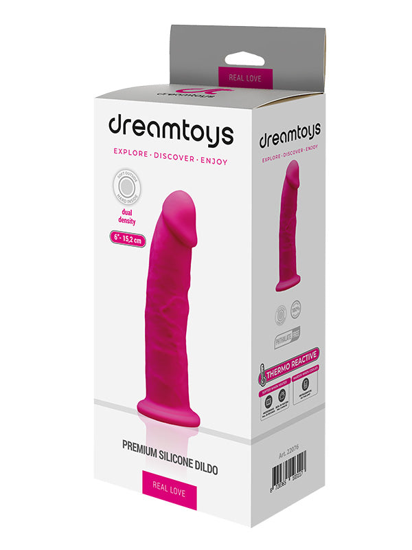 Dream Toys Real Love Dual Density Silicone Dildo Fuchsia 15.2 cm