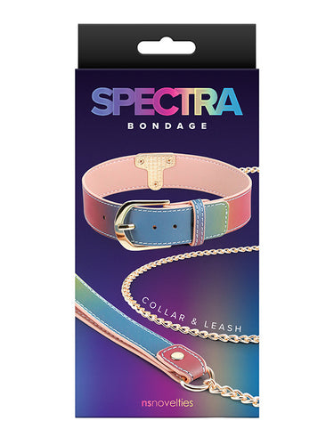 Choker si Lesă NS Novelties Spectra Bondage Rainbow