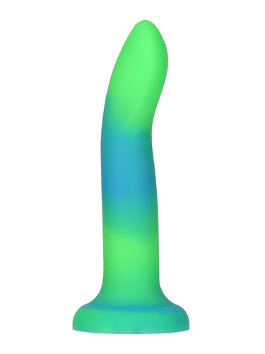 Addiction Rave Glow In The Dark Silicone Dildo 20.32 cm Blue Green
