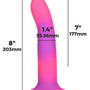 Addiction Rave Glow In The Dark Silicone Dildo 20.32 cm Pink Purple