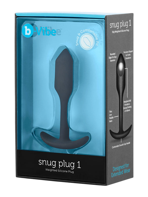 b-Vibe Snug Plug 1 Small Weighted Silicone Butt Plug Black