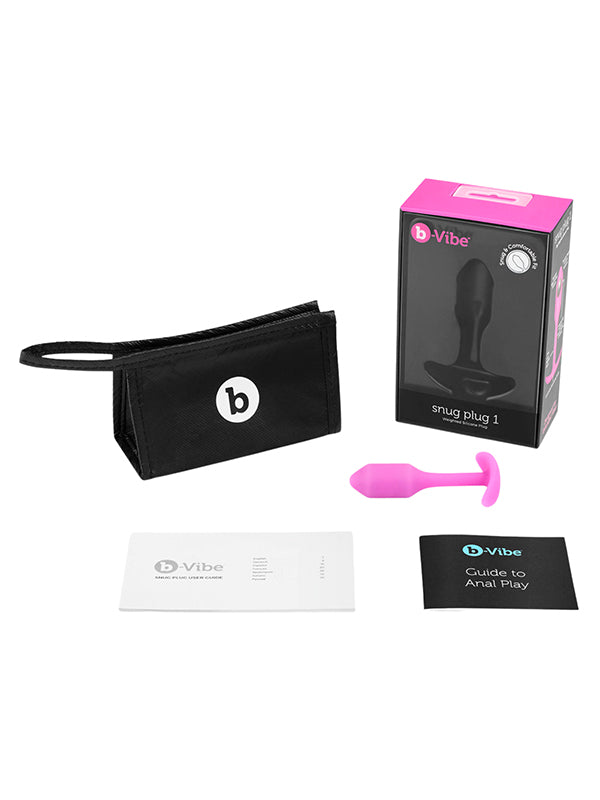 b-Vibe Snug Plug 1 Small Weighted Silicone Butt Plug Fuchsia