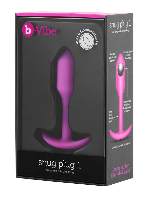 b-Vibe Snug Plug 1 Small Weighted Silicone Butt Plug Fuchsia