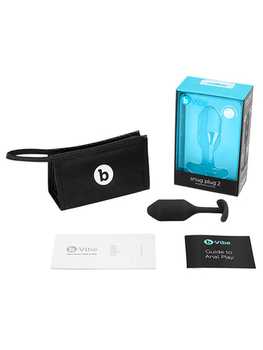 b-Vibe Snug Plug 2 Medium Weighted Silicone Butt Plug Black