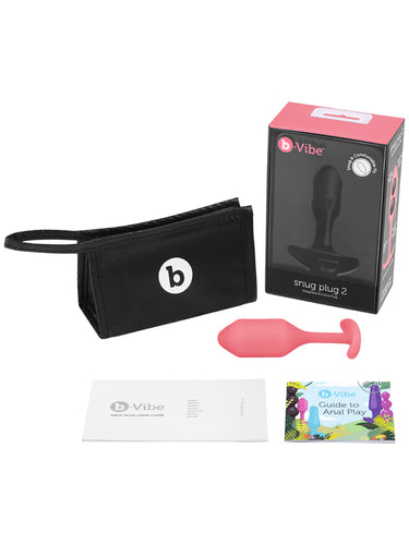 b-Vibe Snug Plug 2 Medium Weighted Silicone Butt Plug Coral