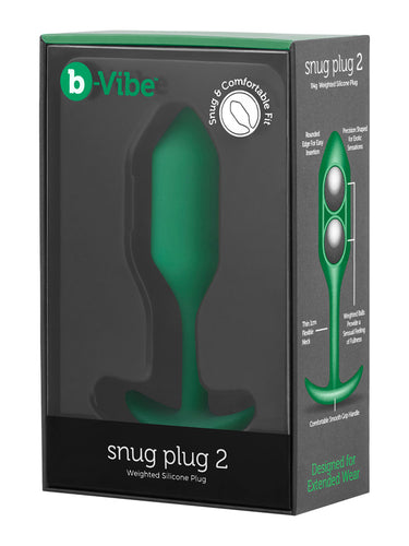 b-Vibe Snug Plug 2 Medium Weighted Silicone Butt Plug Green