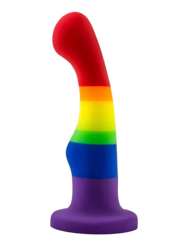 Dildo Curbat din Silicon cu Ventuză Blush Avant P1 Pride Freedom Rainbow