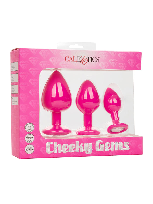 CalExotics Cheeky Gems 3-Piece Butt Plug Set Pink