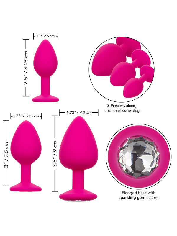 CalExotics Cheeky Gems 3-Piece Butt Plug Set Pink