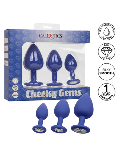 CalExotics Cheeky Gems 3-Piece Butt Plug Set Purple