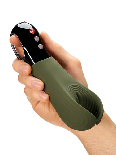 Fun Factory Manta Vibrating Penis Stroker Moss Green
