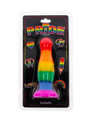 Dop Anal din Silicon cu Ventuză ToyJoy Pride Stuffer Rainbow