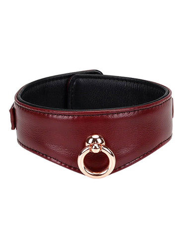 Liebe Seele Wine Red Deluxe Curved Collar With Leash And Lock